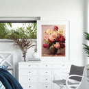 DIY Oil Paint by Numbers Flowers in Vase Pattern Acrylic Drawing Home Decorti