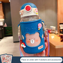 620ML Kids Water Sippy Cup with Silicone Bag Cartoon Feeding Bottle (Blue) Newly