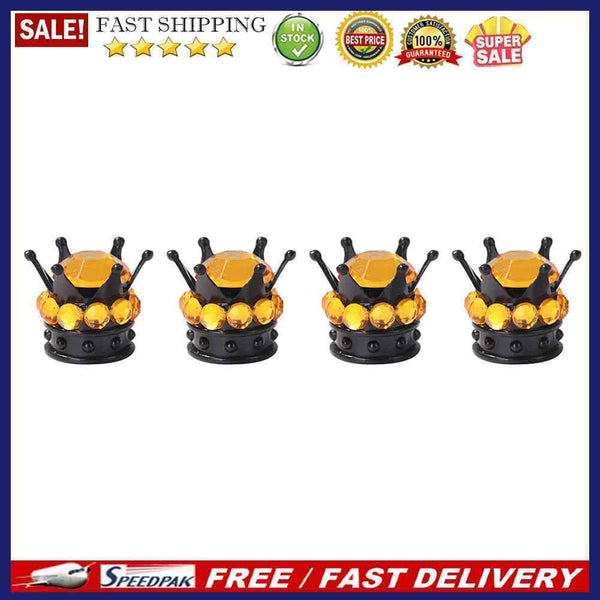 4pcs Car Styling Wheel Tire Valve Caps Black Crown Auto Tyre Stem Dust Air Co
