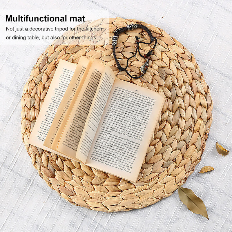 Woven Placemats, Round Braided Tablemats, Handmade Woven Water Hyacinth Placemat