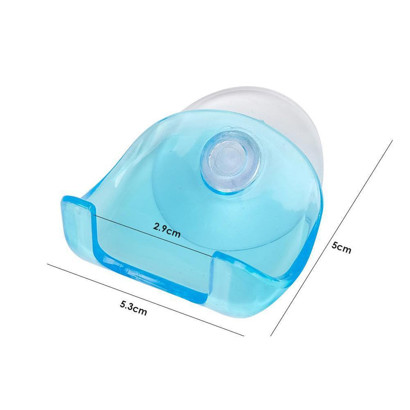 Suction Cup Razor Clear Hanging Rack Bathroom Storage Shelf (Blue) (2 Pack)