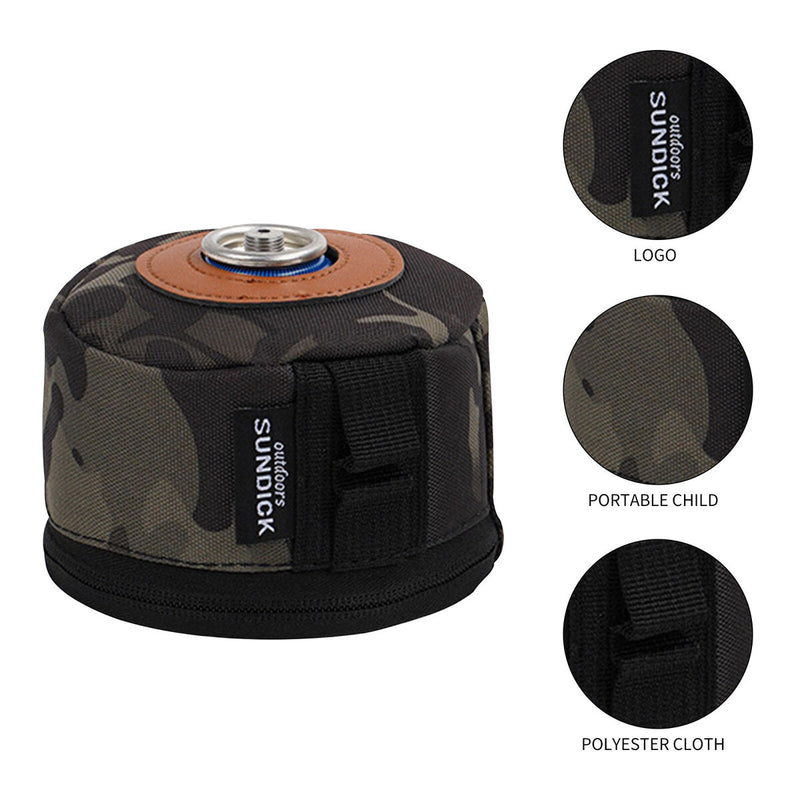 Gas Canister Cover Gas Tank Storage Bag for Camping (Black Camouflage S) Newly