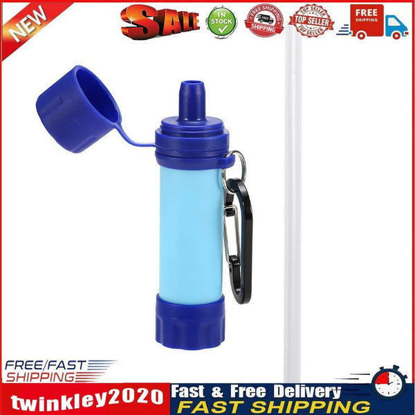 Drinking Water Filter Tools Hiking Survival Water Purifier w/ Straw (Blue) Newly