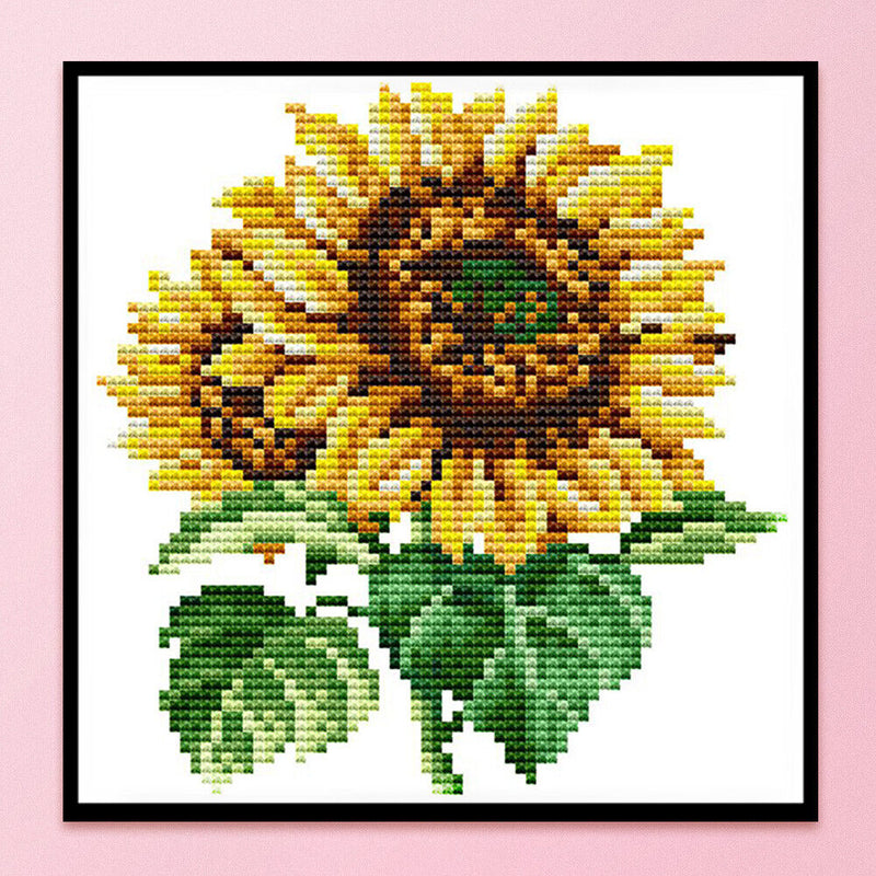 Flowers 14CT Stamped Cross Stitch Needlework Embroidery (H718 Sunflower)