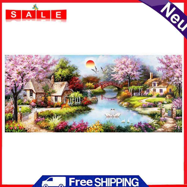 Stamped Cross Stitch Garden Cottage 11CT Needlework Embroidery Decoration Kit