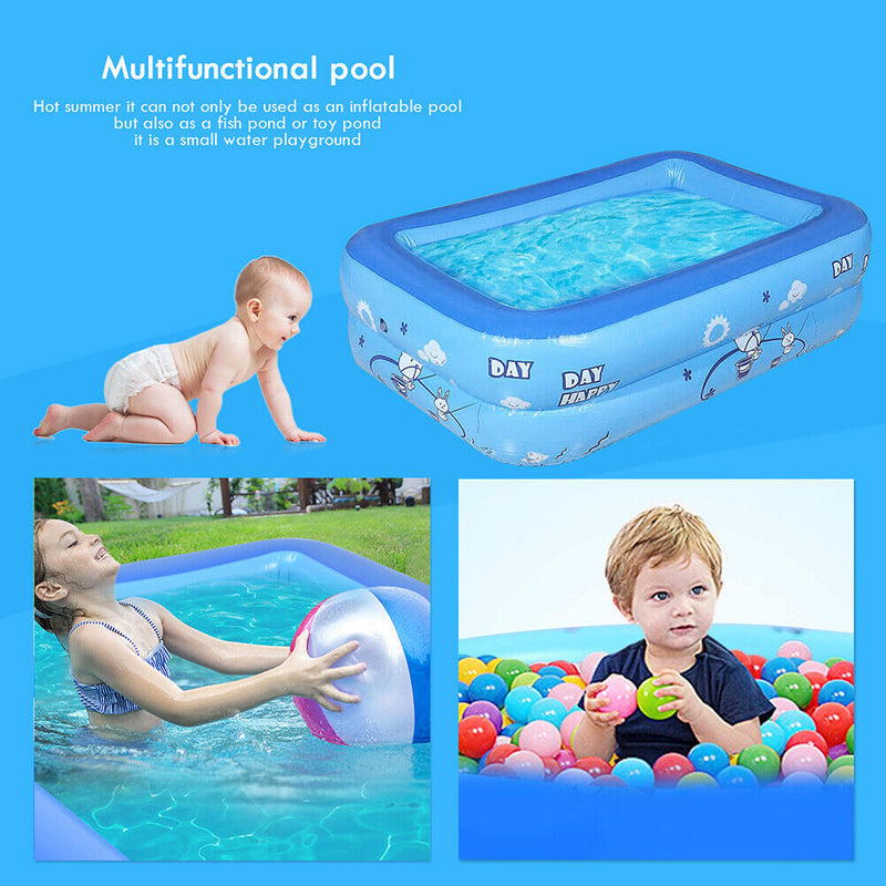 Children Square Swimming Pool Kids Bathing Tub Inflatable Outdoor Water Play