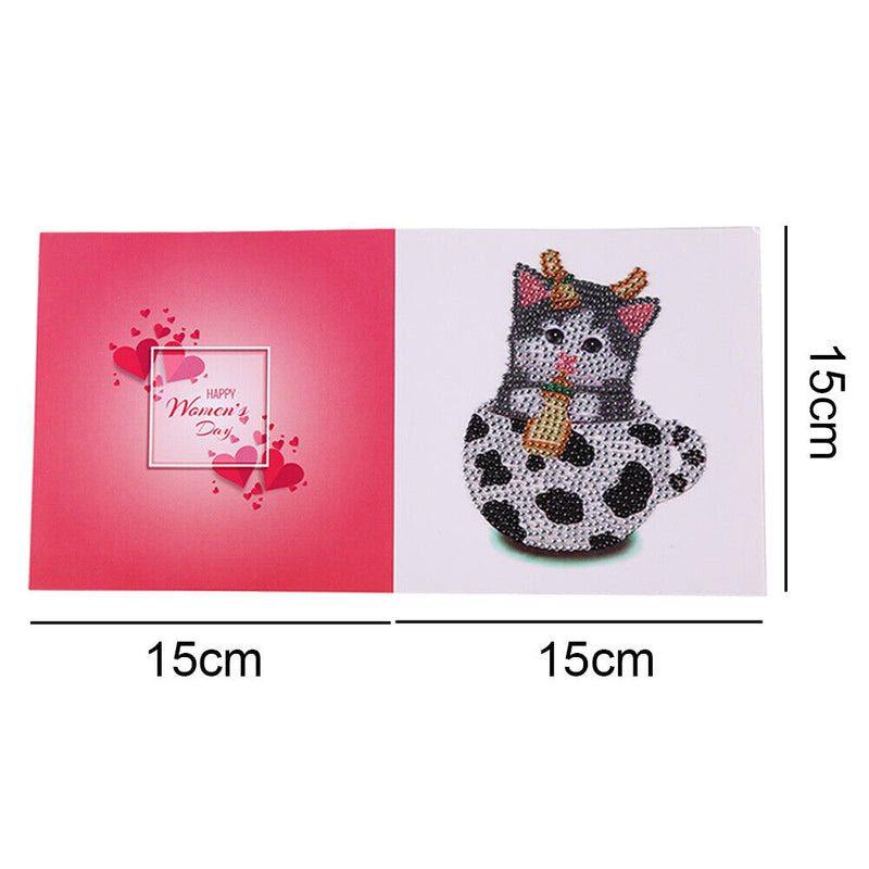 Greeting Cards Cat Special Shaped Bright Diamond Painting DIY Kit (KP001) Newly