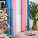 1pc Simple Perforated Splicing Color Shading Curtain Room Blackout Window Drape