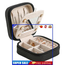 Travel Jewelry Case Waterproof PU Leather Double Layer Organizer (Black)