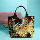 Retro Beads Peafowl Embroidery Crossbody Shoulder Bag Women Canvas Large Handbag