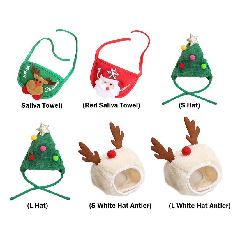 Xmas Dog Decorative Outfit Pet Hat Collar Bib Dress up (Green Saliva Towel)