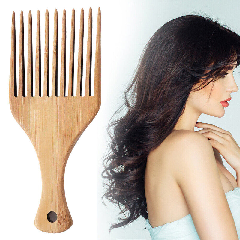 Home Bamboo Wide Tooth Comb Detangling Anti-Static Square Pocket Hair Brush
