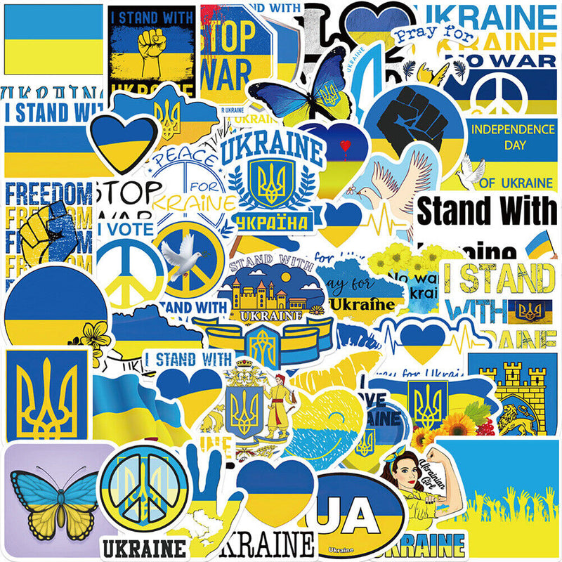 50pcs Ukraine Stop War Hope Peace Decals Graffiti DIY Waterproof Stickers Newly