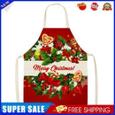 Merry Christmas Linen Kitchen Apron Waterproof Cooking Pinafore (82x68cm)