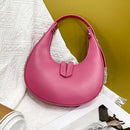 Fashion Women Handbag Leather Solid Color Crescent Hobos Shoulder Bags for Girls