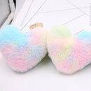 Fashion Peach Heart Cute Ladies Jewelry Key Chain Colorful Furball Pendant