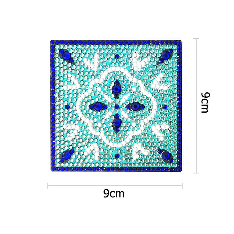 5D DIY Diamond Painting Kit Coaster Ceramics Insulation Cartoon Pad (Blue)