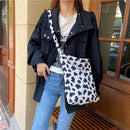 Winter Fashion Female Plush Crossbody Shoulder Bag Cow Pattern Messenger Satchel
