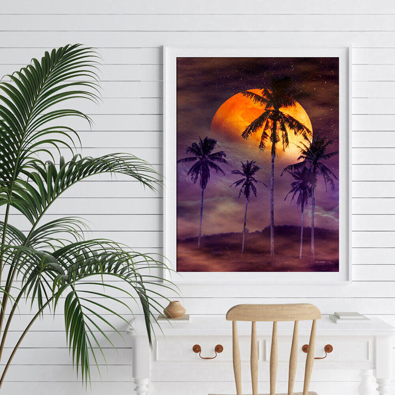 Mosaic 5D Diamond Full Painting DIY Drill Moonlight Sand Beach Round Kit Newly