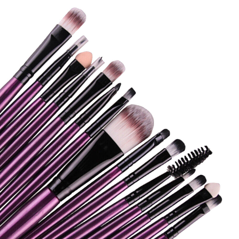 15Pcs Makup Brushes Tool Set Eyeshadow Eye Brush Kits?Purple Black?