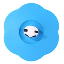 Transparent Torx Silicone Cup Cover Leak Proof Cartoon Lid (Blue Panda)