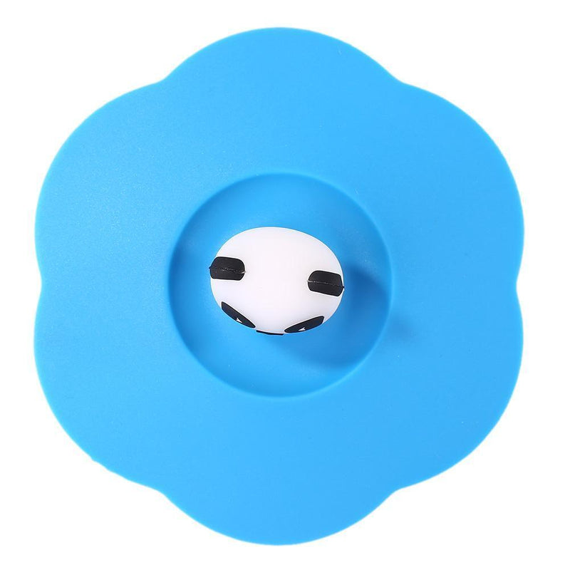 Transparent Torx Silicone Cup Cover Leak Proof Cartoon Lid (Blue Panda)
