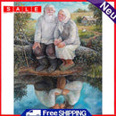 5D Rhinestone Pictures DIY Couple By River Full Round Drill Diamond Painting Kit