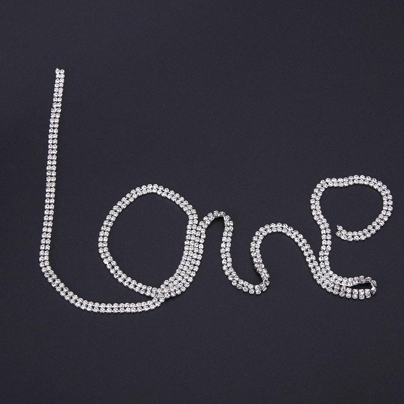 1 Yard 2row Diamond Rhinestone Wedding Chain DIY Necklace Bouquet