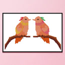 14CT Partial Cross Stitch Bird on Branch Stamped DIY Animal Embroidery Kits