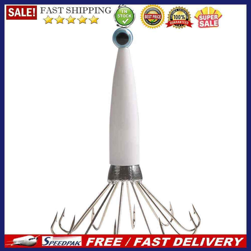 Squid Jig Fishing Lure Hook Octopus Sea Boat Artificial Bait (White 10 Claw)