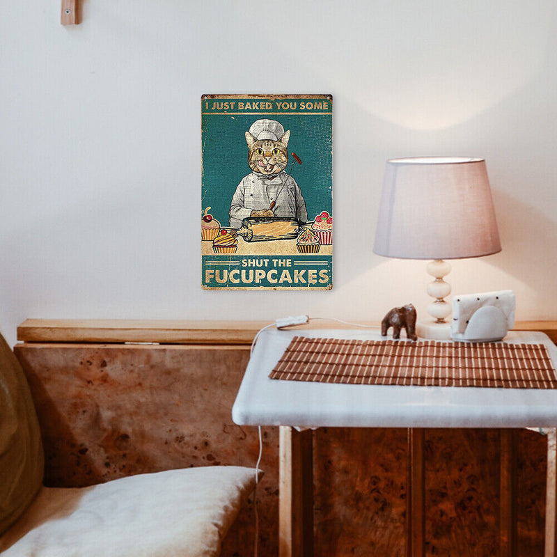 Retro Cat Metal Plate Poster Painting Bar Pub Decor Tin Plaques Wall Signs