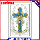 14CT Stamped DIY Cloth Flowers Cross Stitch Embroidery Art Needlework Home Decor