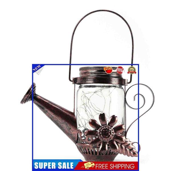 Watering Can LightsSolar Powered Metal Decorative Yard Art for Patio Yard Garden