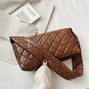 Female Quilted Cotton Padded Lattice Armpit Bag Large Capacity Tote Shoulder Bag