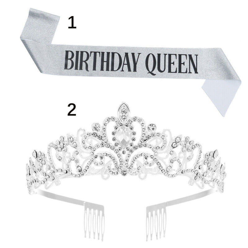 Wedding Handmade Party Supplies Birthday Sash Rhinestone Tiara Birthday Crown