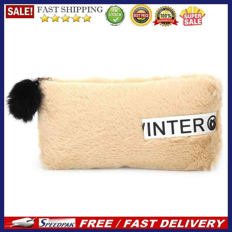 Cute Soft Plush Pencil Canvas Stationery Bag Case Cosmetic Pouch Student Supp