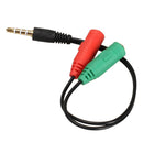 3.5mm Male to 2 Female Audio Stereo Splitter Earphone Extension Cable