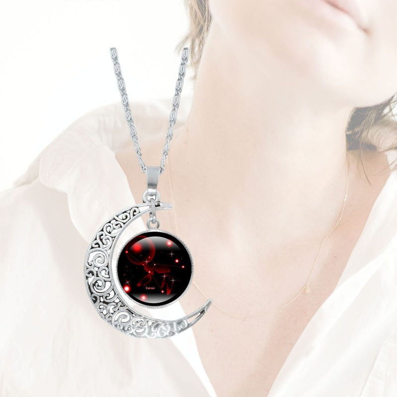 Women Girls 12 Zodiac Celestial Jewelry Moon 12 Constellation Necklace Pendant