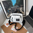 Unisex Shoulder Bag Oxford Handheld Crossbody Zip Satchel Handbag (White)
