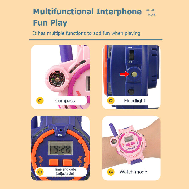 #A 2pcs Multifunctional LED Smart Watch Compass Walkie Talkies Parent-child Toys