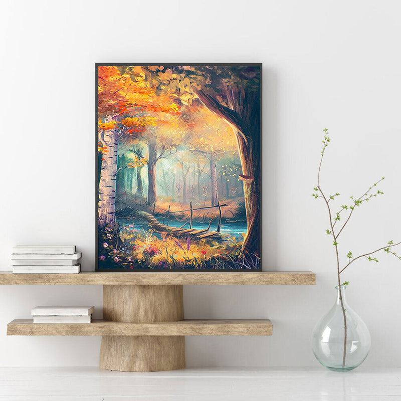 Forest Bridge Lake Oil Paint By Numbers Kits DIY Home Decoration Gift Unframed