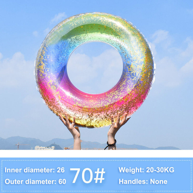 Inflatable Swimming Sequins Rings Float Water Pool Party Swim Circle (70) Newly