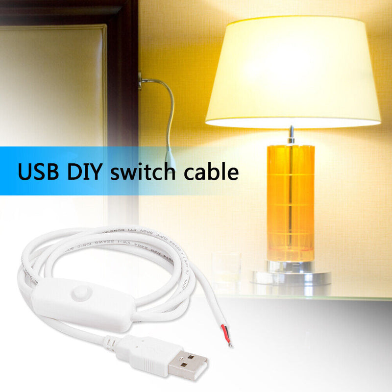 1m 5V USB Power Supply Cable 2-Pin USB 2.0 Male Cord Extension DIY with Switch