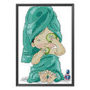 14CT Partial Stamped Embroidery Kit Beauty Manicure Cartoon Canvas Cross Stitch