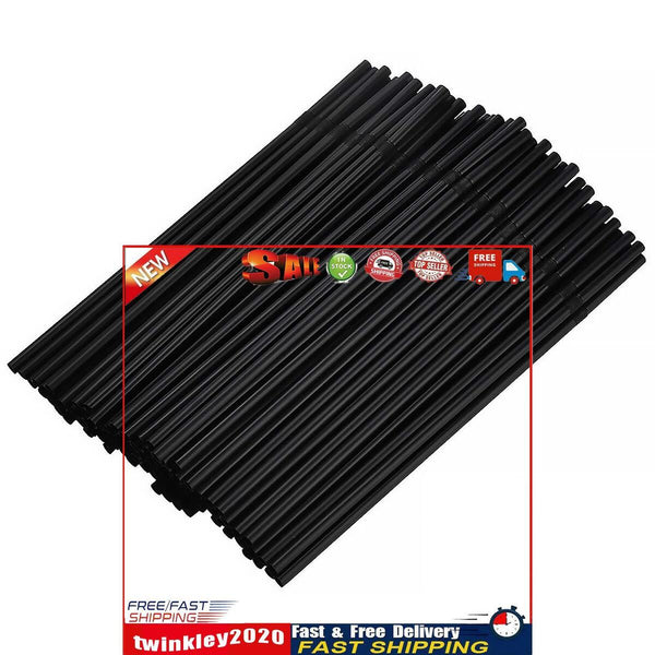 Drinking Straws Stripe Colourful Plastic Drinking Straws (100 Pack Black) Newly
