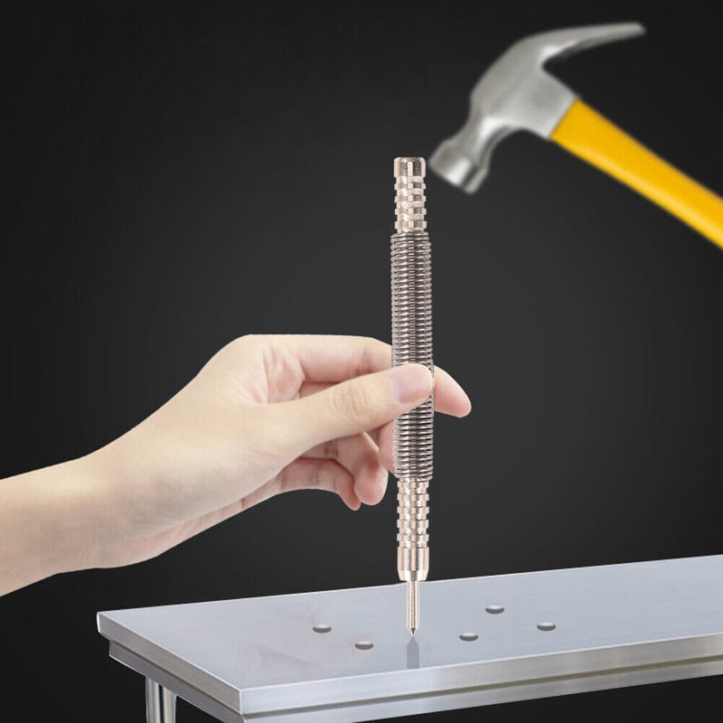 Spring Tool Hammerless Single Ended Center Punch Spring Loaded Drill Bits Newly