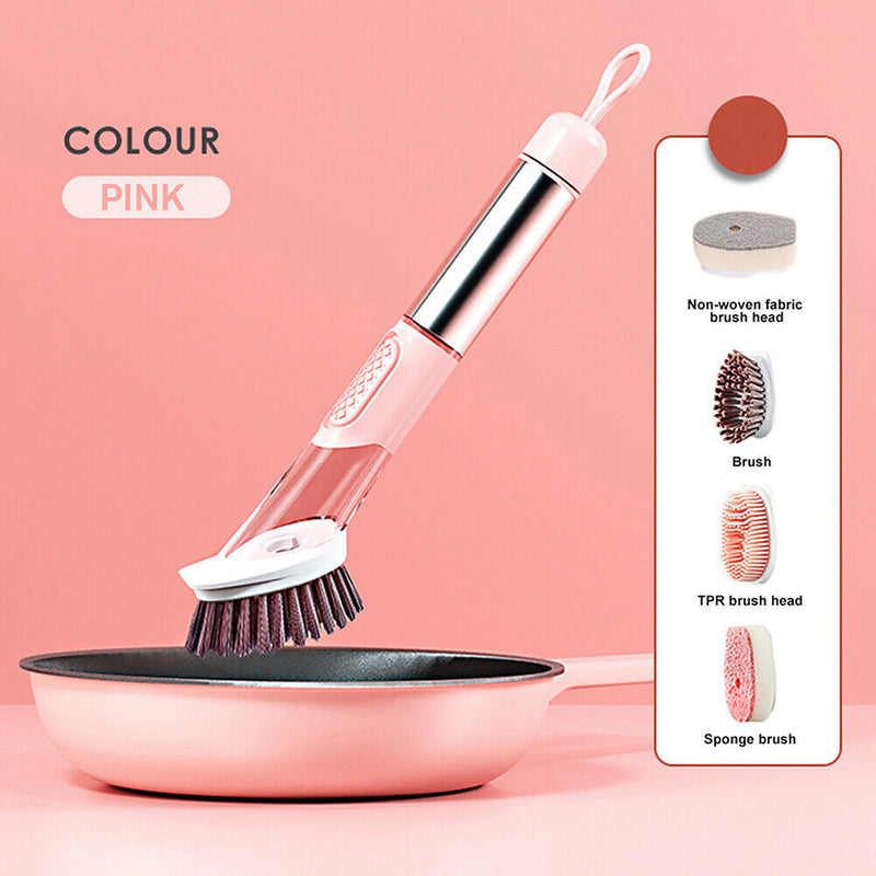 #A Multifunctional Kitchen Dish Brush Long Handle Automatic Liquid Dispenser Bru