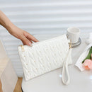 Fashion Rivet Evening Clutch Bag Leather Women Envelope Handbag (White)