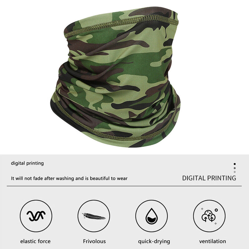 Cycling Neck Tube Scarf Ice Silk Running Bandana (Army Green Camouflage) Newly