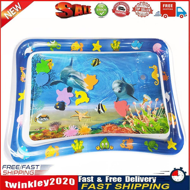 Inflatable Baby Pat Mat Fun Early Education Water Play Mat (Square Ocean) Newly